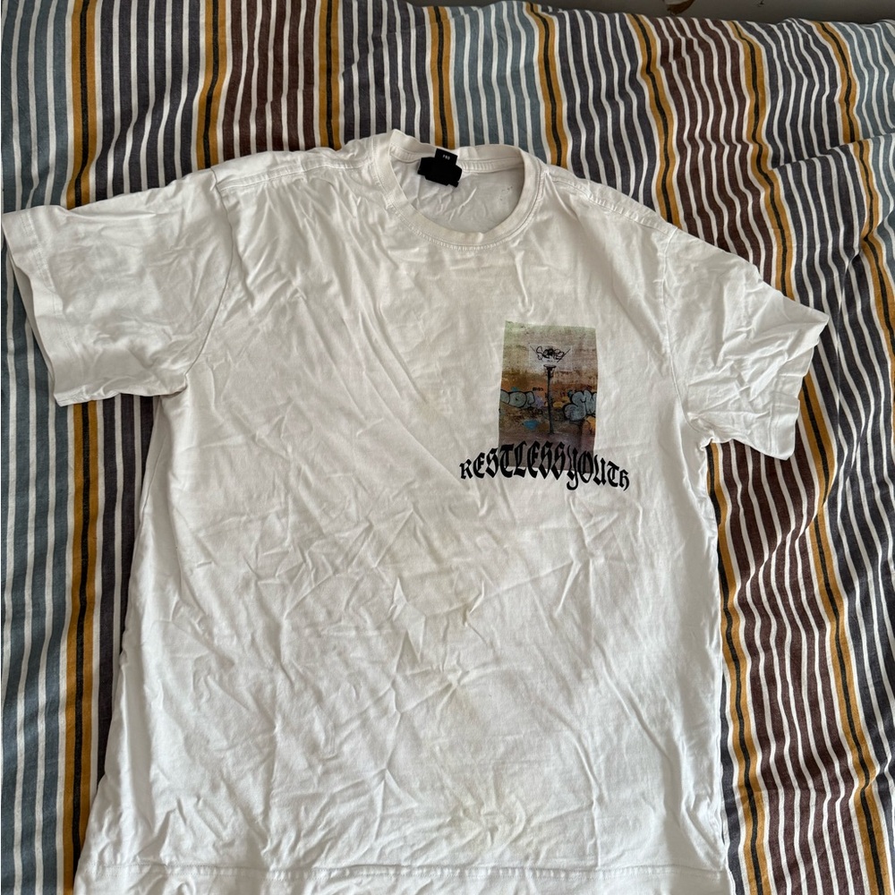 H&M White Short Sleeve Tees Casual Cotton